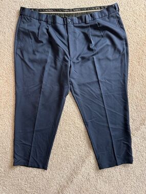 Oak Hill DXL Men's Navy Blue Dress Pants 52x28 Waist-Relaxer Big & Tall EUC